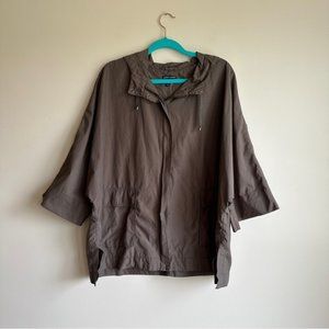 Eileen Fisher Green Geay Oversized Cropped Sleeve Jacket M